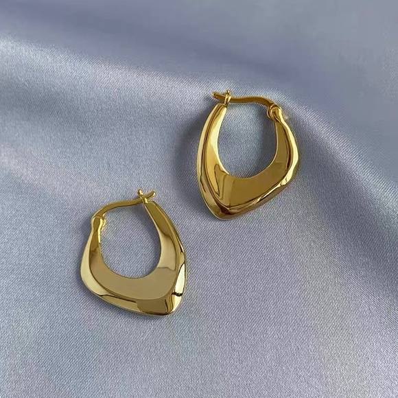 Gold hoop earrings 18k gold plated 925 sterling silver - Picture 1 of 4